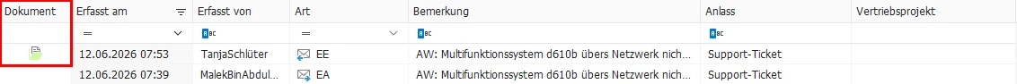 Adresse mit Dokument