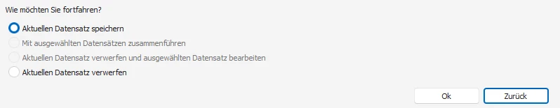 Optionen zur Dublettenbearbeitung