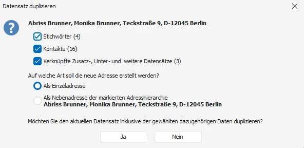 Zusatzdaten beim Duplizieren