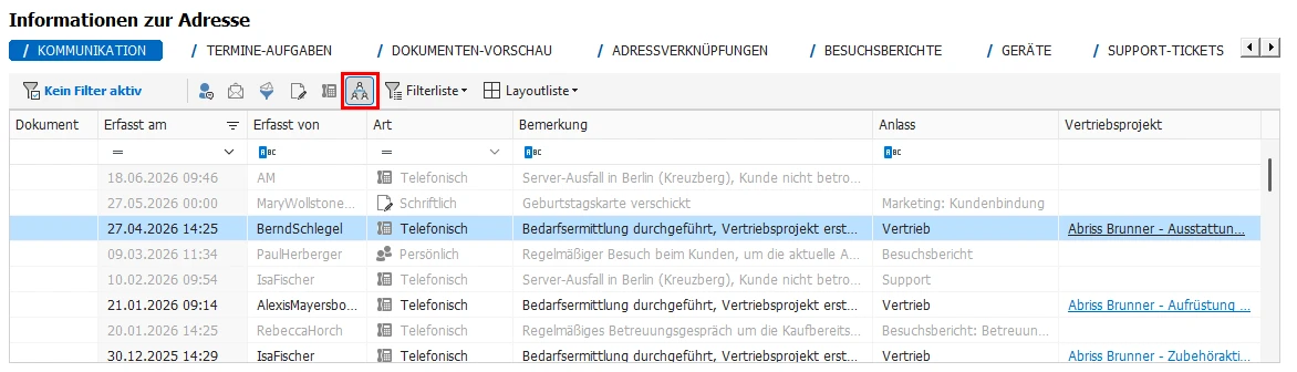 Kontakte aus Nebenadressen