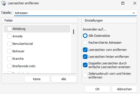 Leerzeichen entfernen