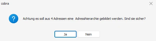 Nebenadresse ändern Dialog