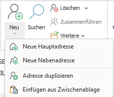 Schaltfläche »Neu« mit Untermenü