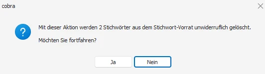 Stichwort-Änderungen speichern