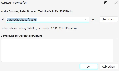 Verknüpfung-Dialog