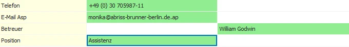 Markierte Felder zur Übernahme