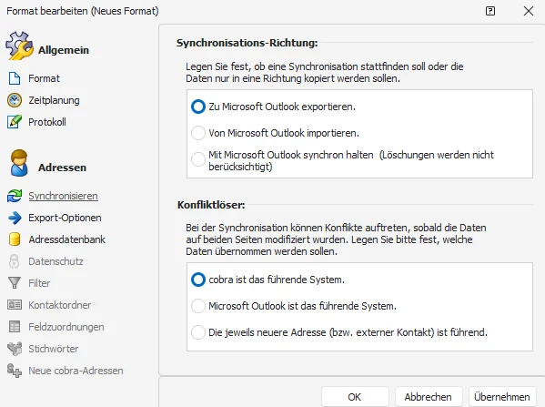 Synchronisationsrichtung