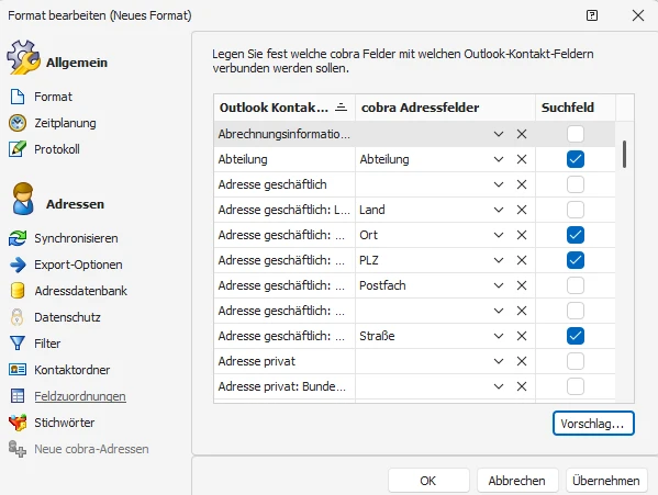 Feldzuordnung