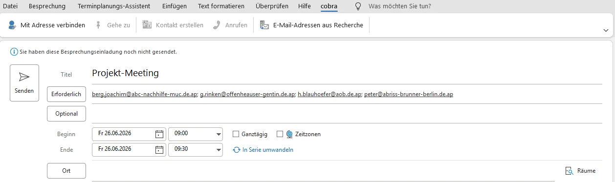 Einladung gesendet