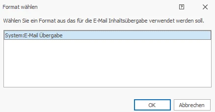 Übergabeformat wählen