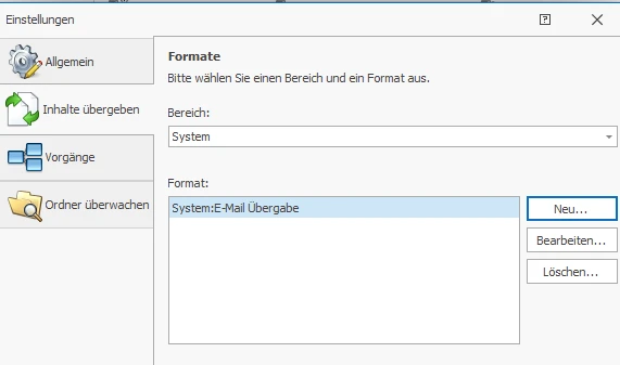 Übergabeformate