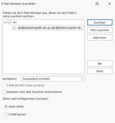 E-Mail zuordnen