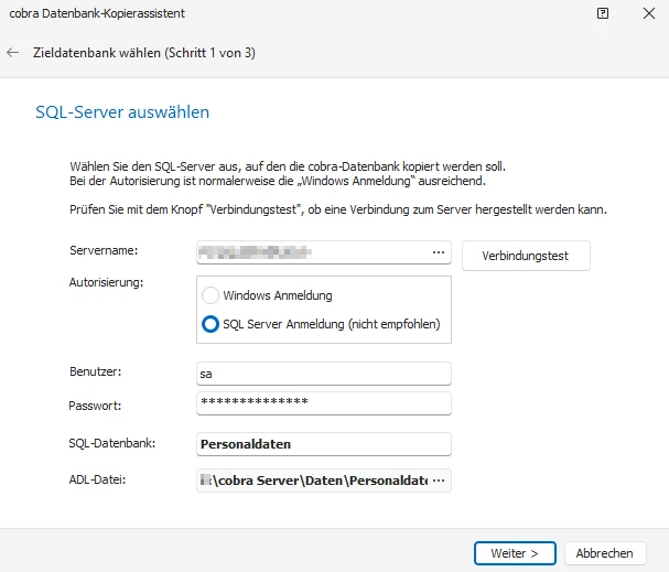 Datenbank Speichern Schritt 1