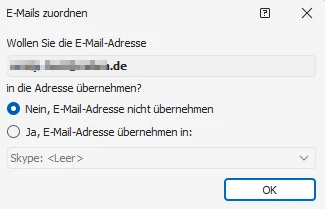 E-Mail übernehmen