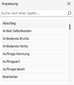 Spaltenauswahl