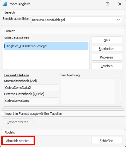 cobra DSGVO Datenschutz PBD Datenabgleich Datenbankabgleich Start