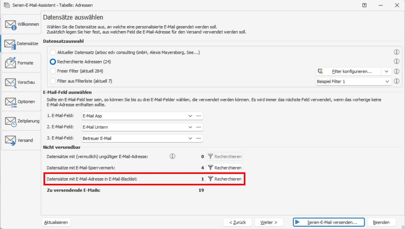 cobra DSGVO Datenschutz PBD E-Mail-Blacklist Serien-E-Mail