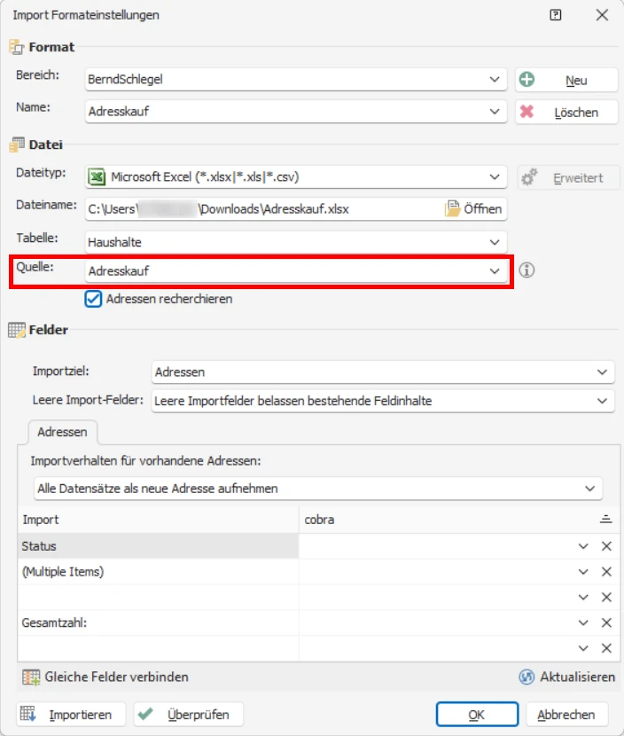 cobra DSGVO Datenschutz PBD Datenimport