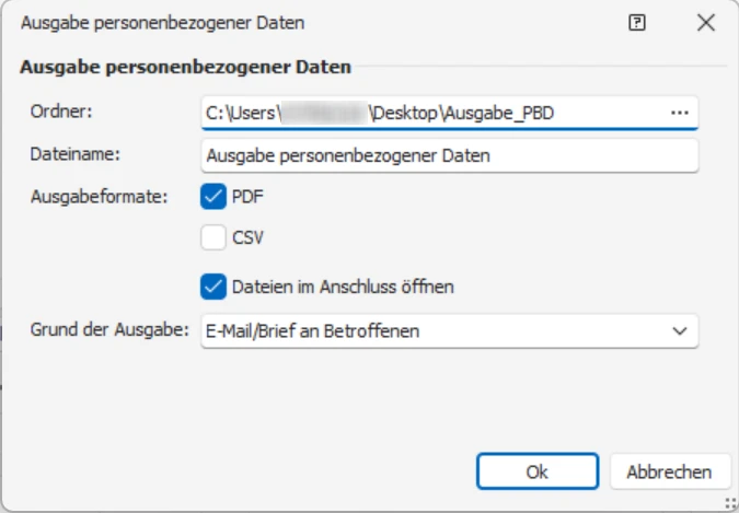 cobra DSGVO Adresse PBD Details Ausgabe
