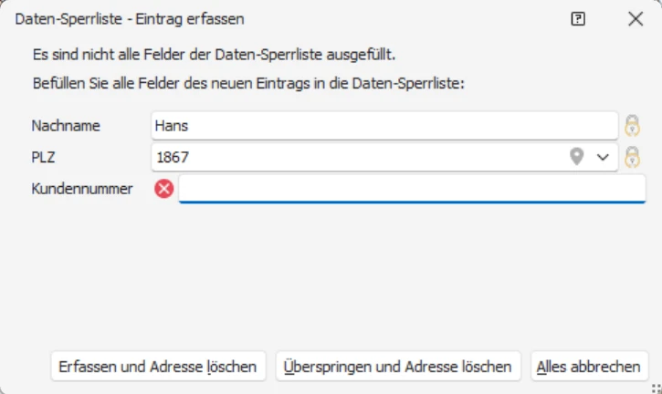 cobra DSGVO Loeschen Datensatz Datensperrliste