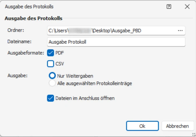 cobra DSGVO Adresse PBD Protokoll Ausgabe