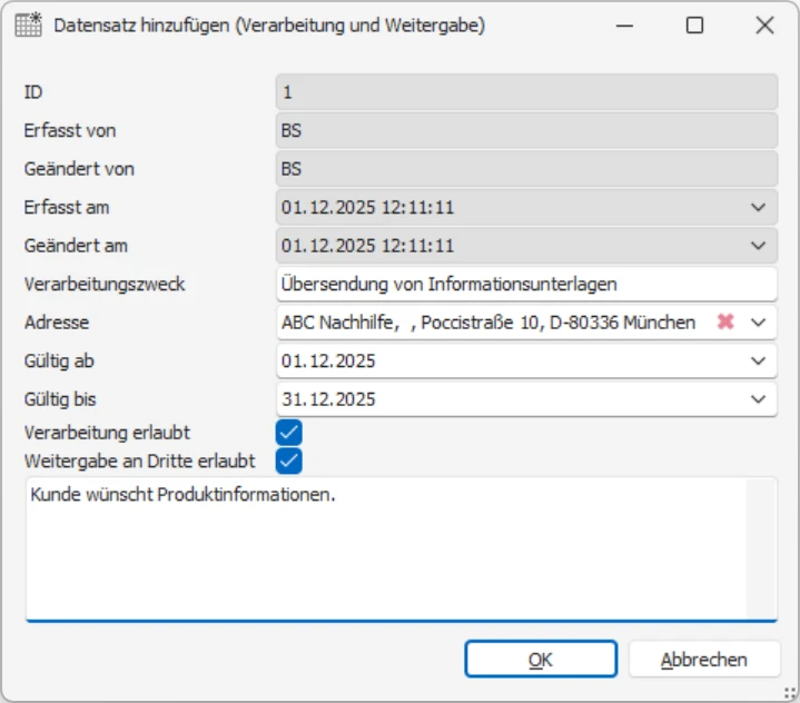 cobra DSGVO Datenschutz PBD neue Datensaetze Verarbeitung Weitergabe