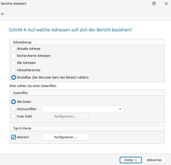 Berichtsfilter