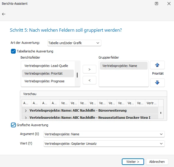 Berichts-Gruppierung