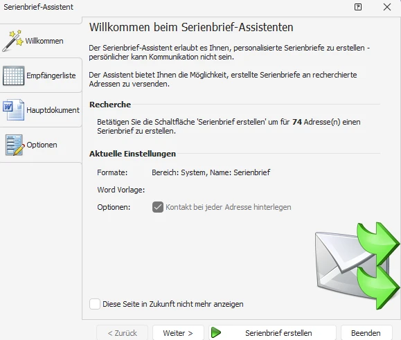 Serienbrief-Assistent Start
