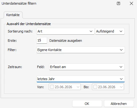 Unterdatensätze filtern