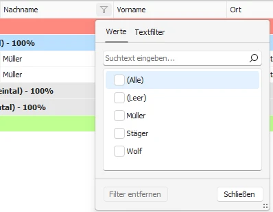 Vordefinierte Filter