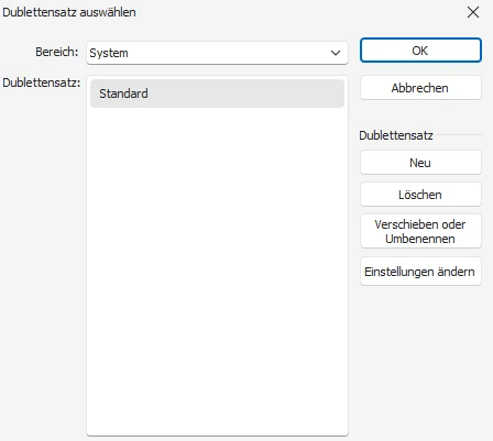 Dublettensatz auswählen