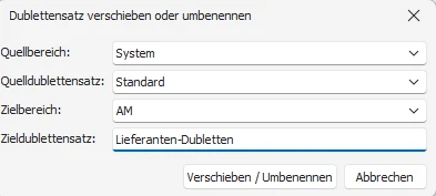 Dublettensatz verschieben