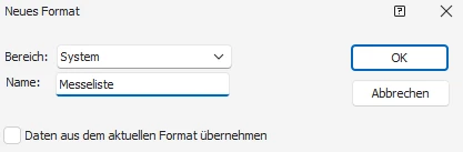 Neues Format anlegen