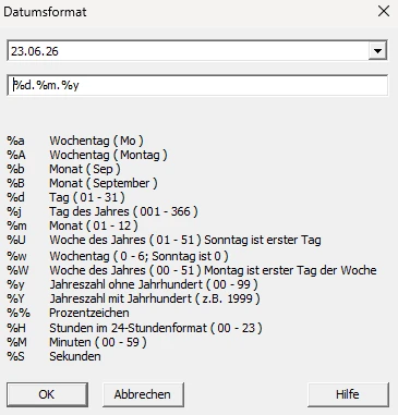 Datumsformat-Dialog