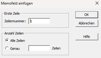 Memofeld einfügen