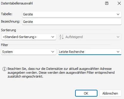 Datentabelle-Editor