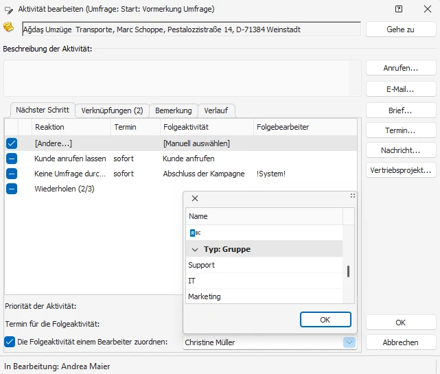 Folgeaktivität Andere