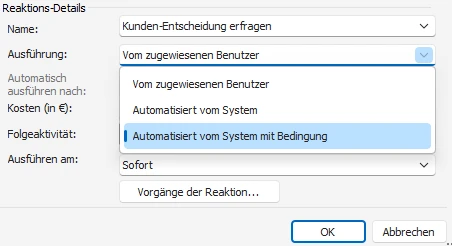 Reaktion Bedingung