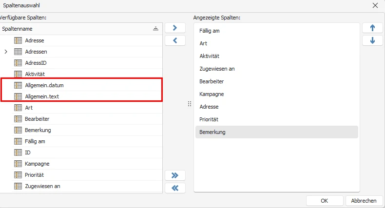 Variablen als Spalten