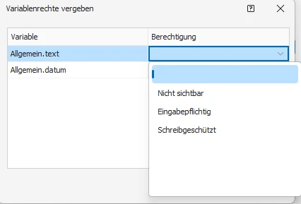 Variablenrechte