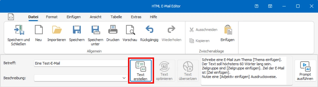 cobra KI-Integration Serien-E-Mail Editor Text erstellen