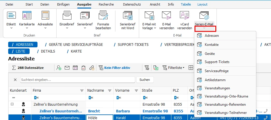 Serien-E-Mail aus Veranstaltungsteilnehmer