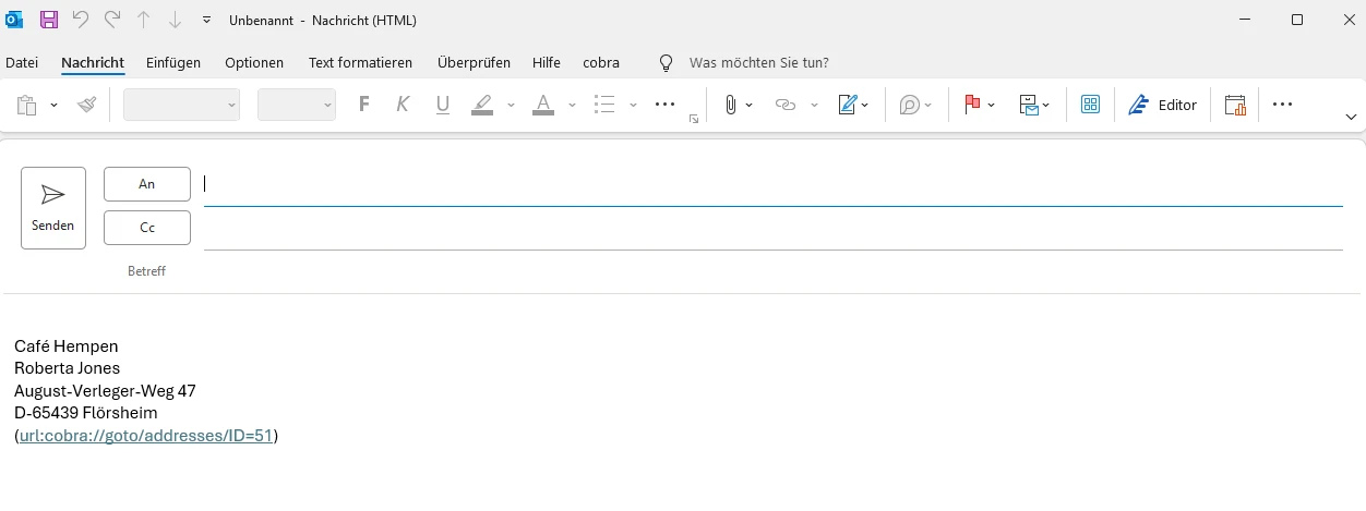 E-Mail mit Datensatz