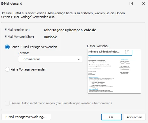 E-Mail-Versand-Dialog