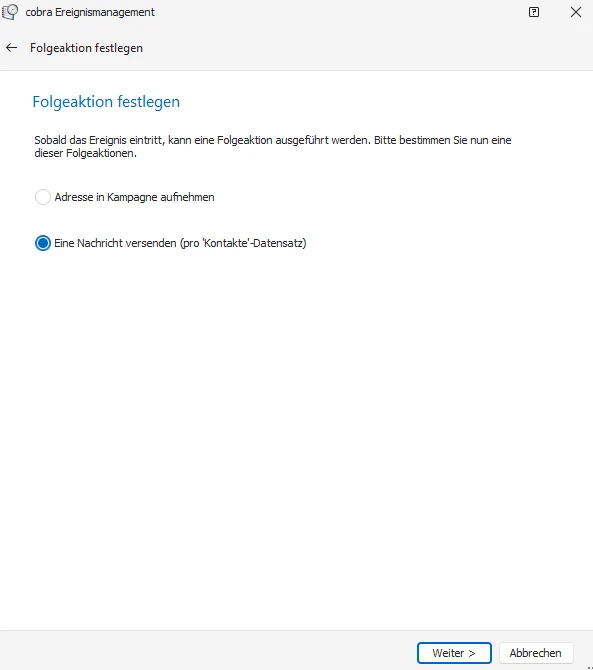 Folgeaktion Adressdaten