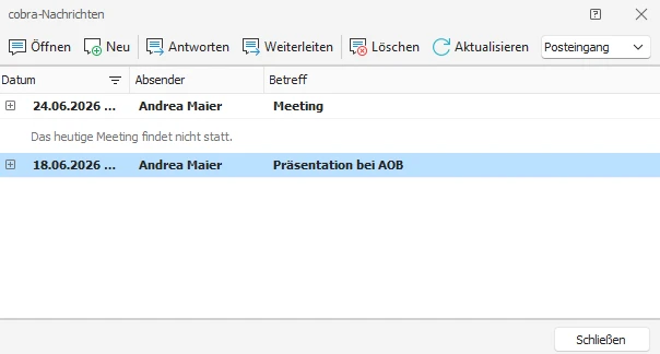 Nachricht im Willkommensbildschirm