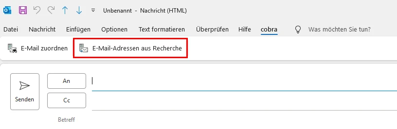 Outlook Add-in E-Mail-Adressen aus Recherche