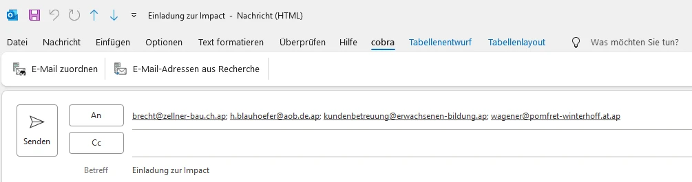 Outlook-Mail befüllt