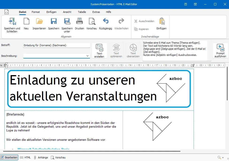 Serienmail-Editor